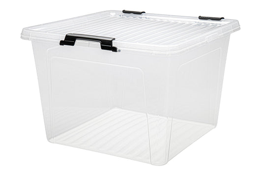 Aufbewahrungsbox 26L Deckel Kunststoffbox Stapelbox Lager Regal Box Transparent