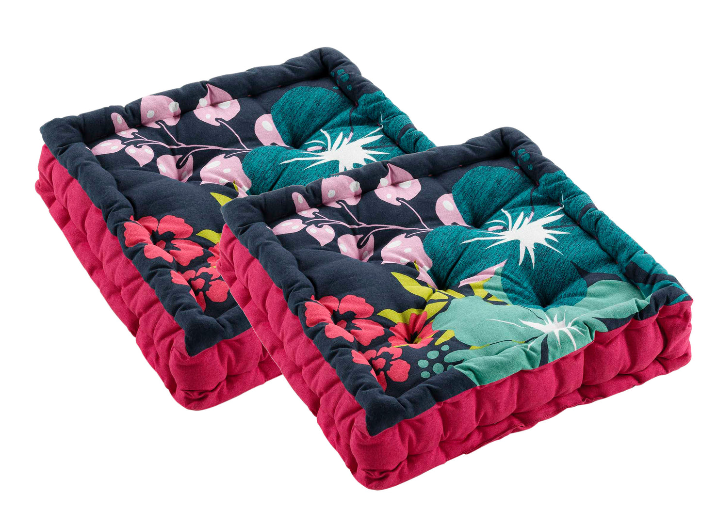 2x Sitzkissen Stuhlkissen Auflage 45x45x10 Indoor Outdoor Baumwolle Polsterung