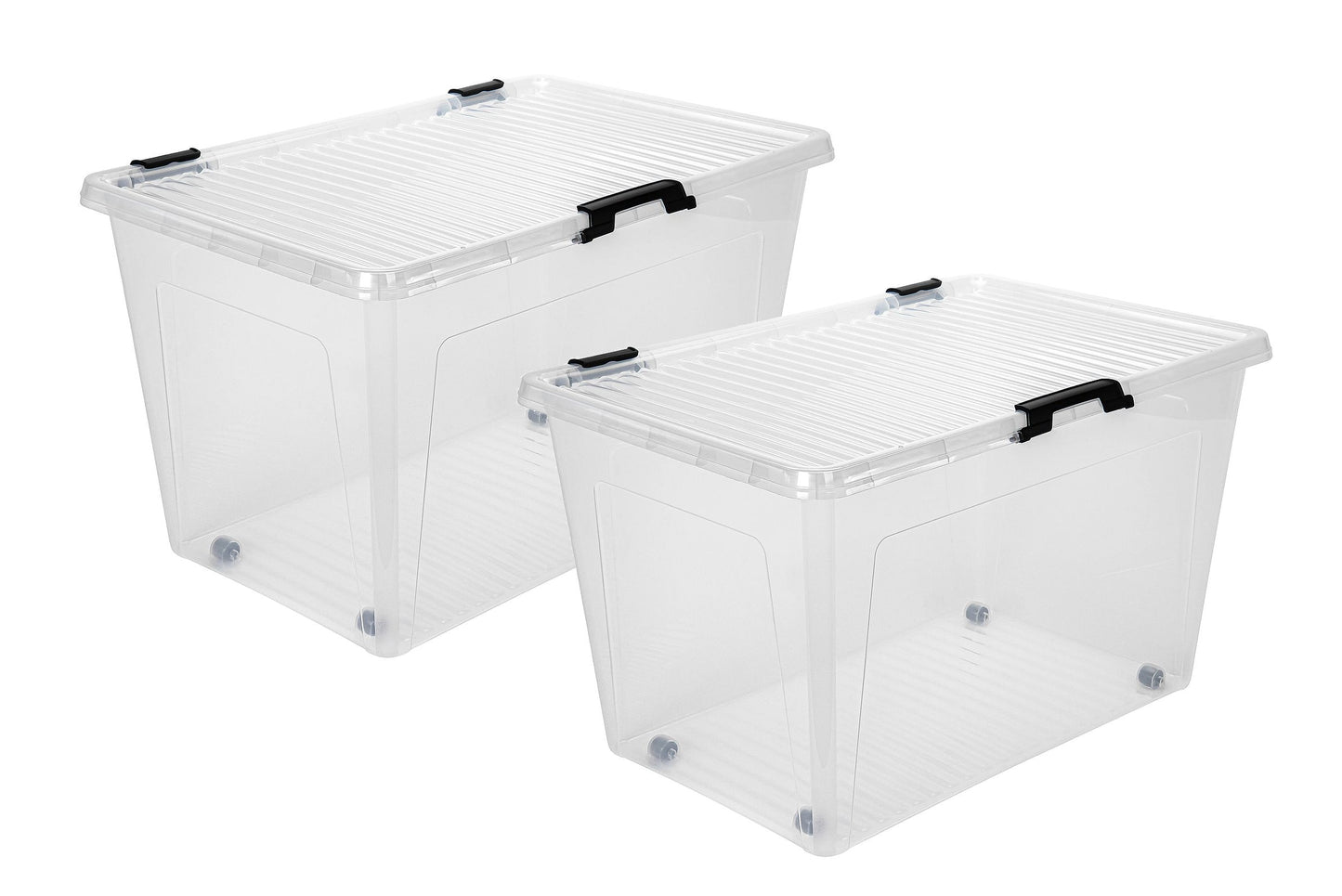 4x Aufbewahrungsbox 52L Set Deckel Kunststoffbox Stapelbox Lager Regal Box klar