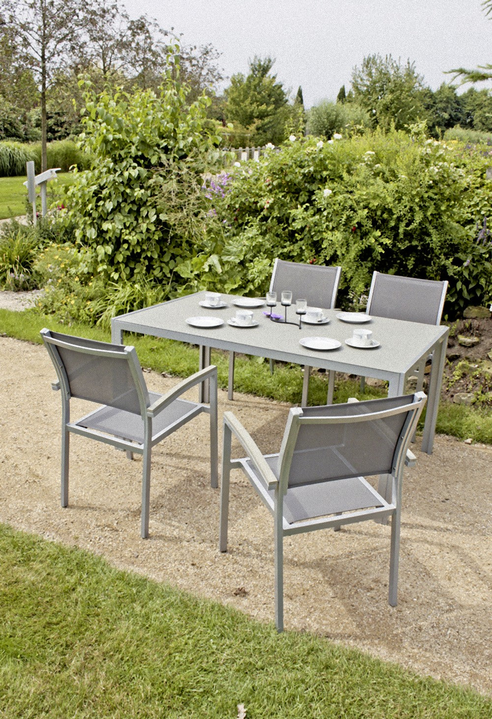 2x Garden Pleasure Gartenstuhl Garten Stuhl Sessel Alu Terrasse Balkon Möbel