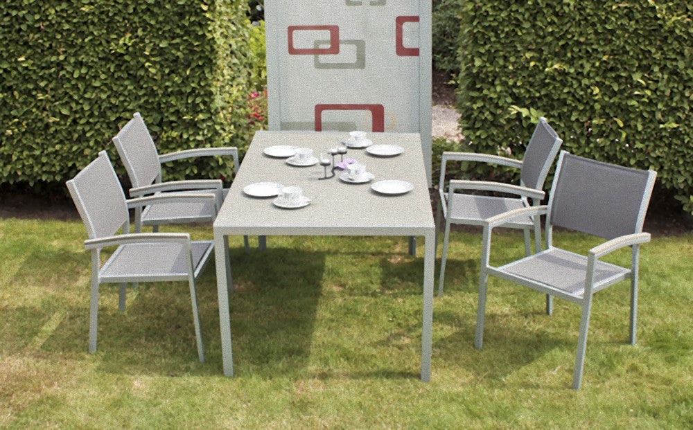 5tlg Garden Pleasure Sitzgruppe Glas Tisch Esstisch Stuhl Stühle Sessel Terrasse