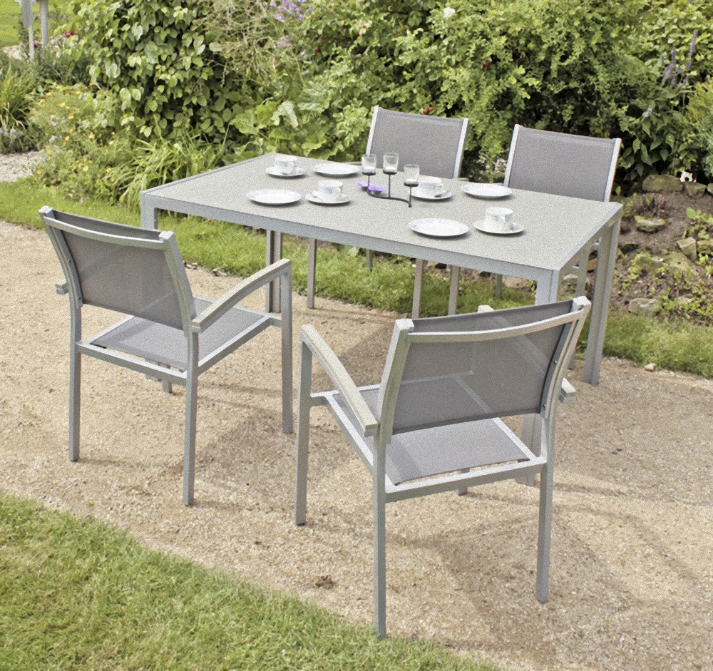 5tlg Garden Pleasure Sitzgruppe Glas Tisch Esstisch Stuhl Stühle Sessel Terrasse