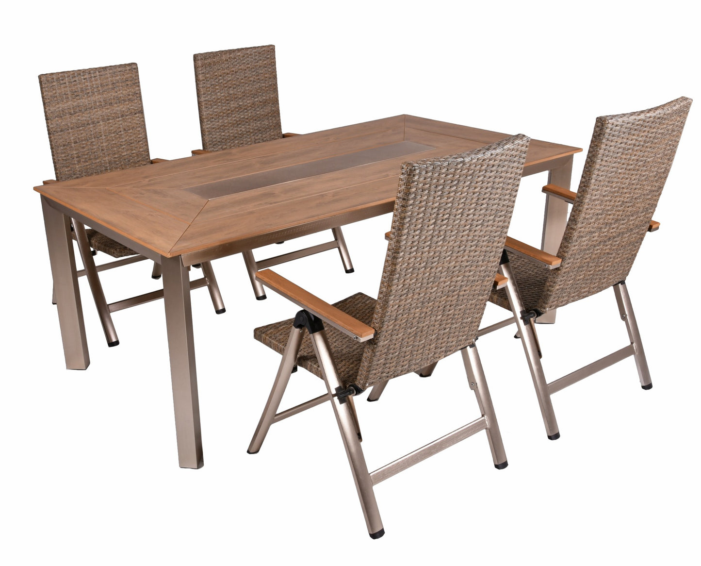 5-tlg. Polyrattan Tischgruppe FLORENCE Gartenmöbel Sitzgruppe Garten Garnitur