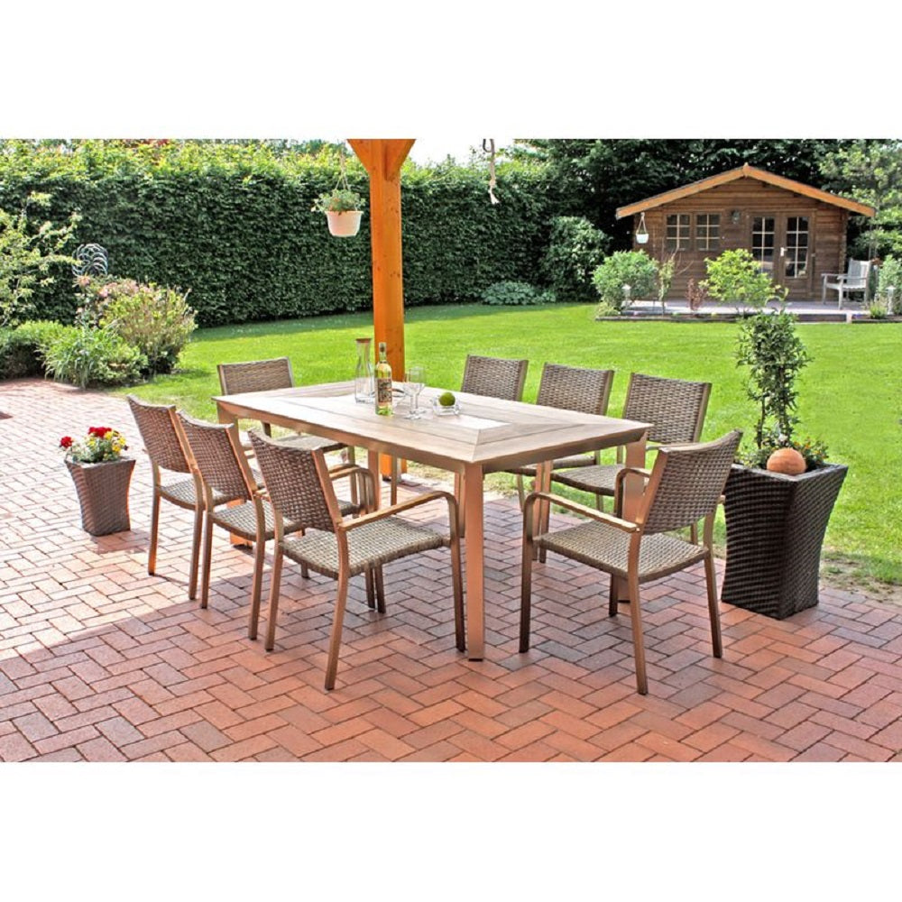 9tlg Garden Pleasure Holz Sitzgruppe Tisch Esstisch Stuhl Stühle Sessel Terrasse