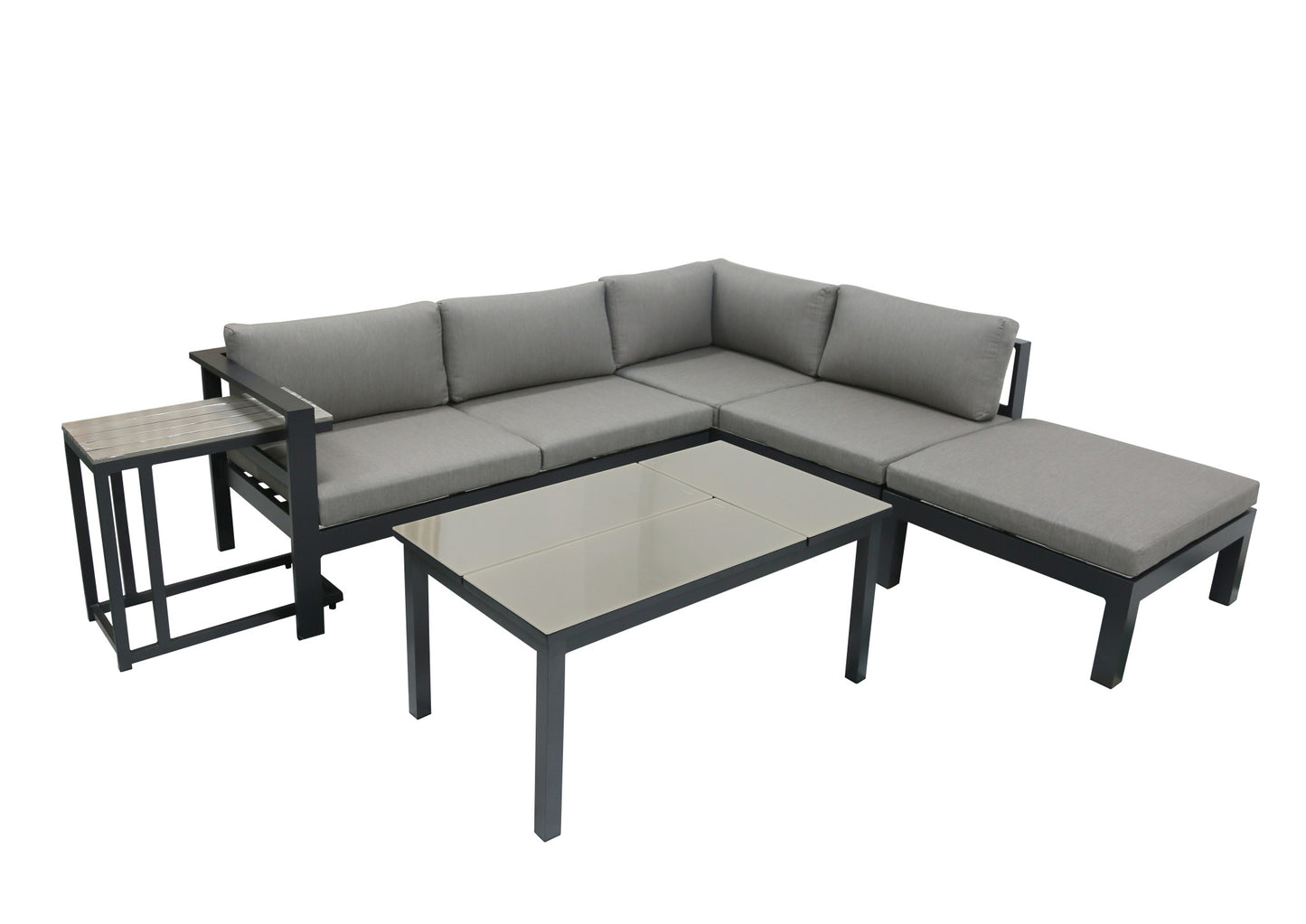 5tlg. Alu Lounge Eckgruppe Garten Sitzgruppe Terrasse Tisch Sofa Couch grau