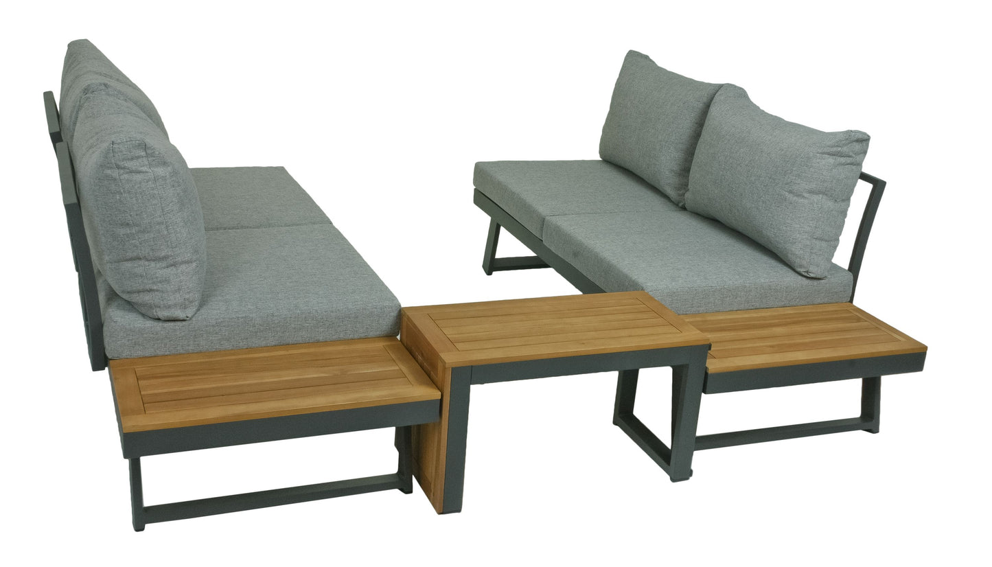 Sitzgarnitur Sitzgruppe Holz Garten Lounge Set Gartenmöbel Massiv Tisch Sofa