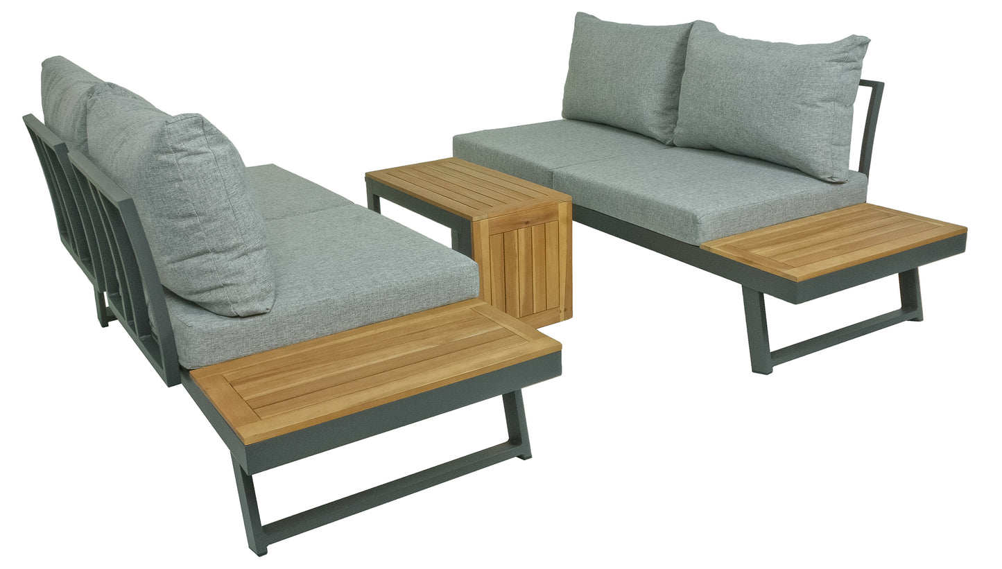 Sitzgarnitur Sitzgruppe Holz Garten Lounge Set Gartenmöbel Massiv Tisch Sofa