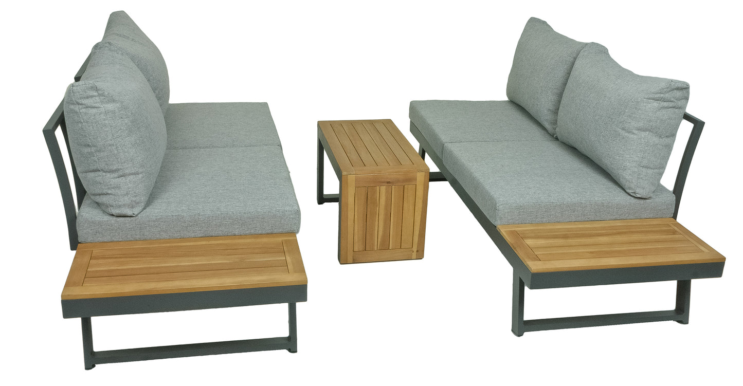 Sitzgarnitur Sitzgruppe Holz Garten Lounge Set Gartenmöbel Massiv Tisch Sofa