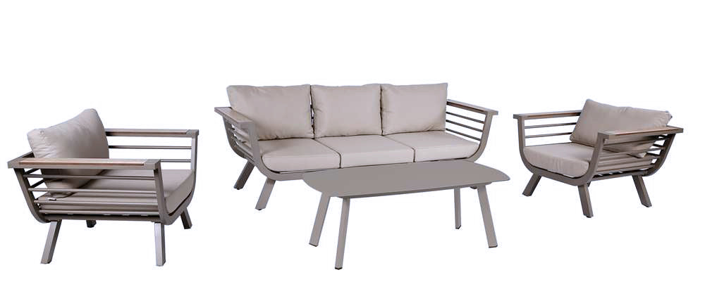 4tlg Alu Sitzgarnitur Sitzgruppe Garten Lounge Set Gartenmöbel Massiv Tisch Sofa