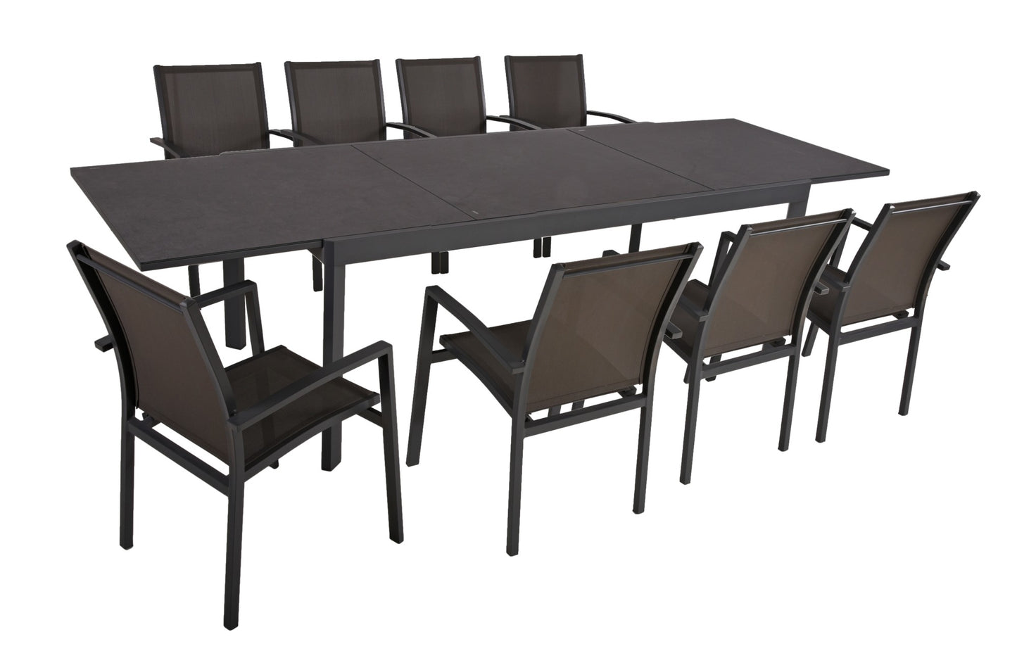 Alu Tischgruppe NEREA Set 9-tlg Garten Sitzgruppe Outdoor Schwarz Metall Möbel