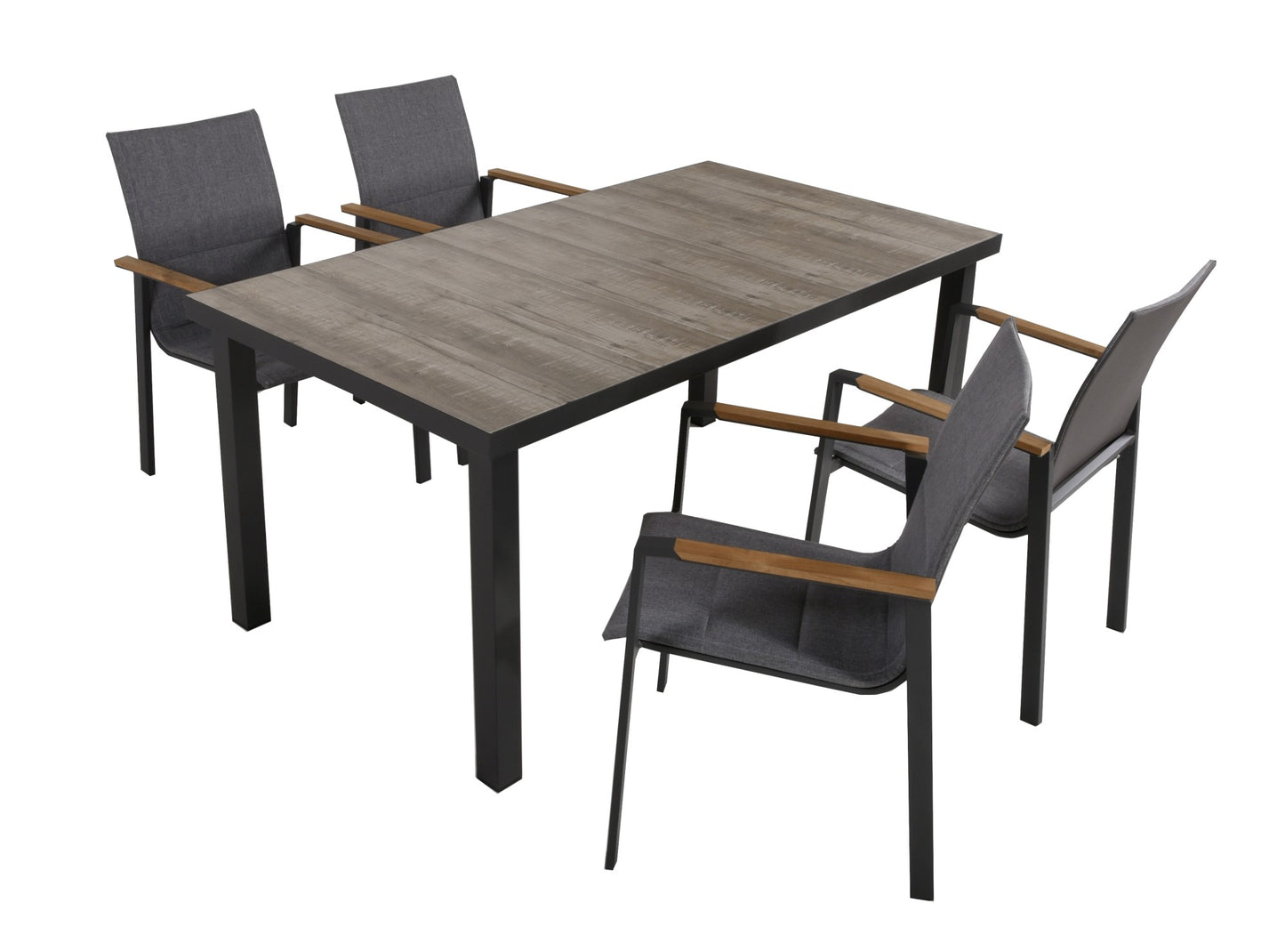 5-tlg. Alu Tischgruppe RANA Set Garten Sitzgruppe Outdoor Grau Metall Kunststoff