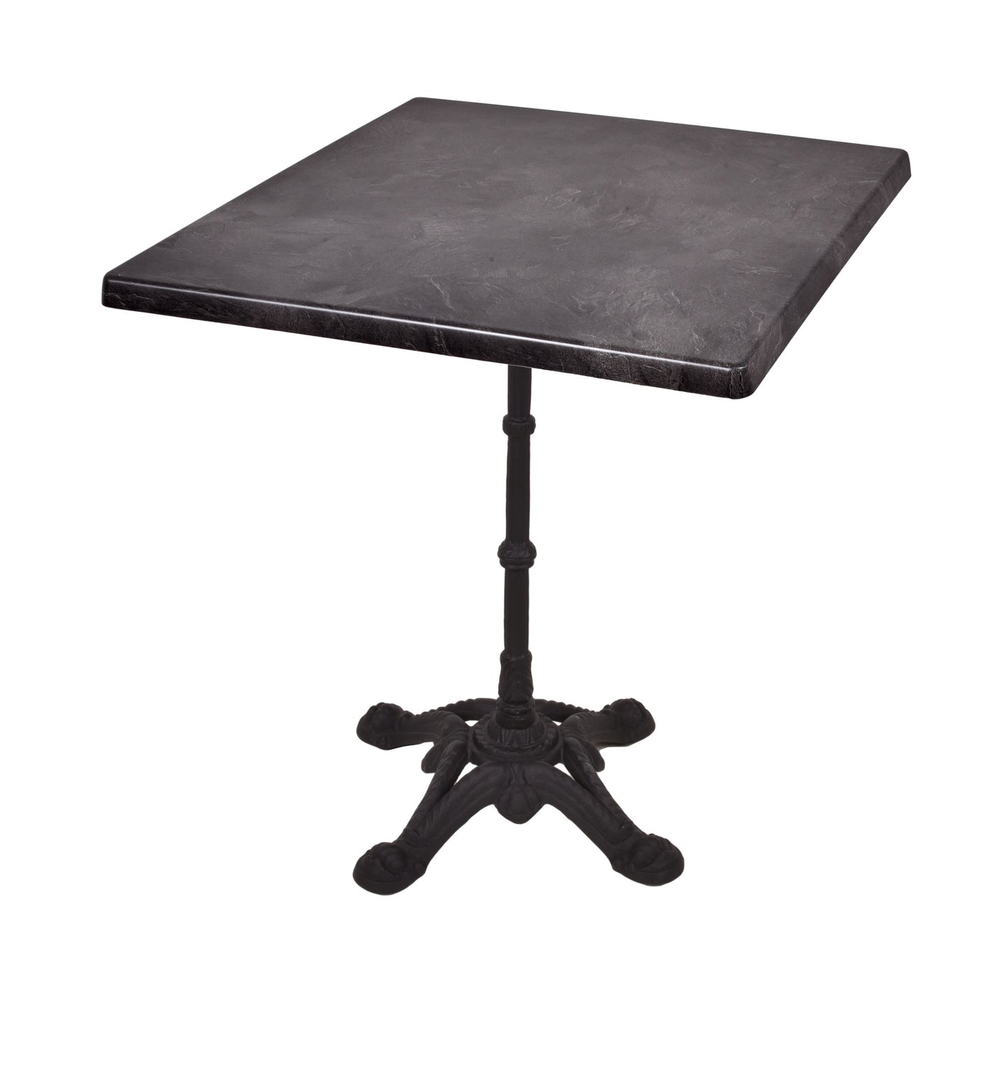 Bistrotisch Set Dark Slate 70x70cm Tischgestell Gusseisen schwarz Garten Tisch
