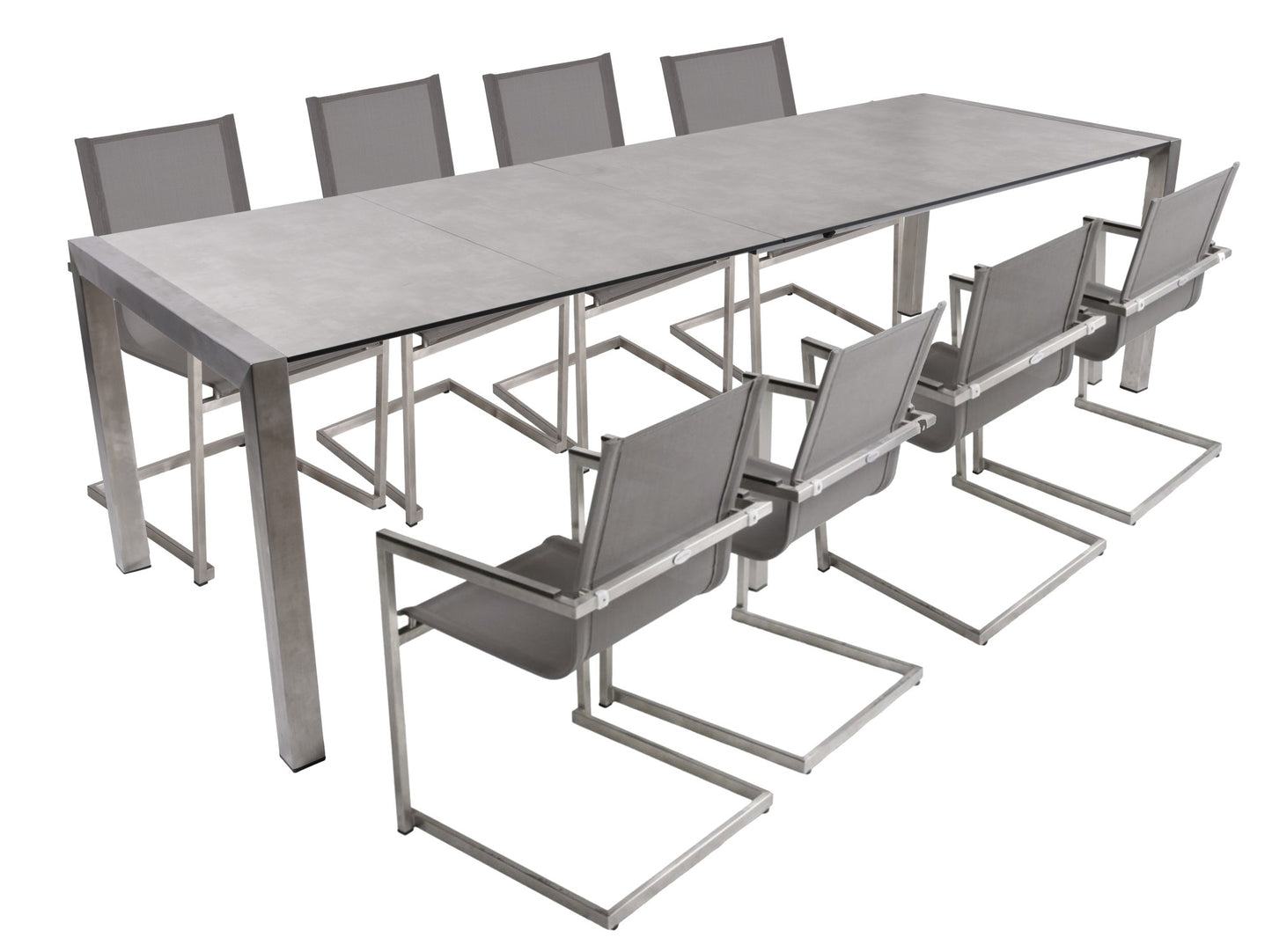 9-tlg. Edelstahl Tischgruppe SIENNA Set Gartenmöbel Sitzgruppe Sitzgarnitur