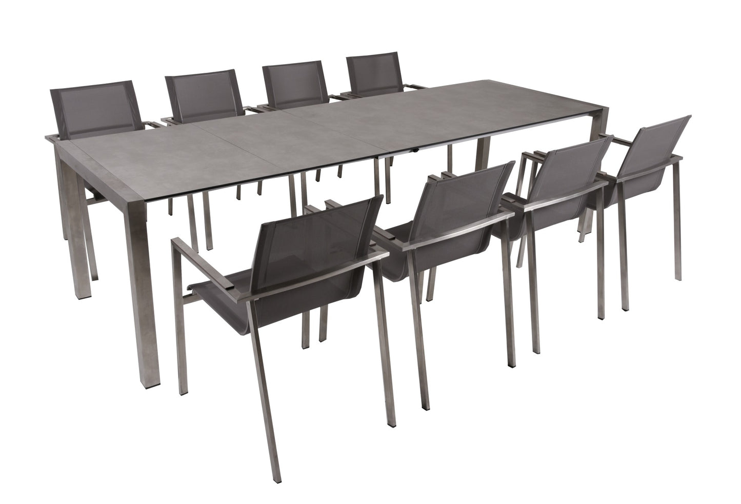 9-tlg. Edelstahl Tischgruppe SIENNA Set Gartenmöbel Sitzgruppe Garten Möbel