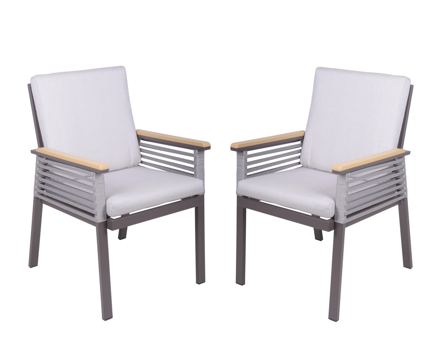 2er Set Gartenstuhl Denia Armlehnstuhl Stuhl Relax Sessel Gartenmöbel beige