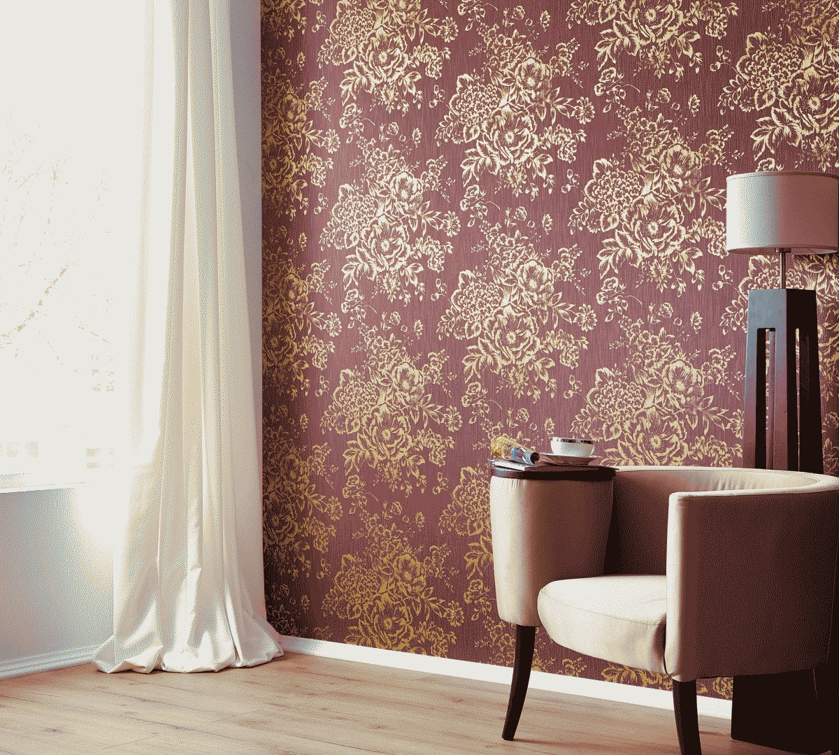 A.S. Création Blumentapete Gold 306576 Tapete Metallic Silk Wandtapete Design
