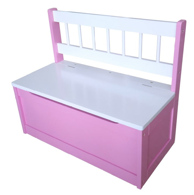 2er Set Holz Kinder Truhenbank Truhe Sitzbank Bank Spielkiste Kindermöbel pink