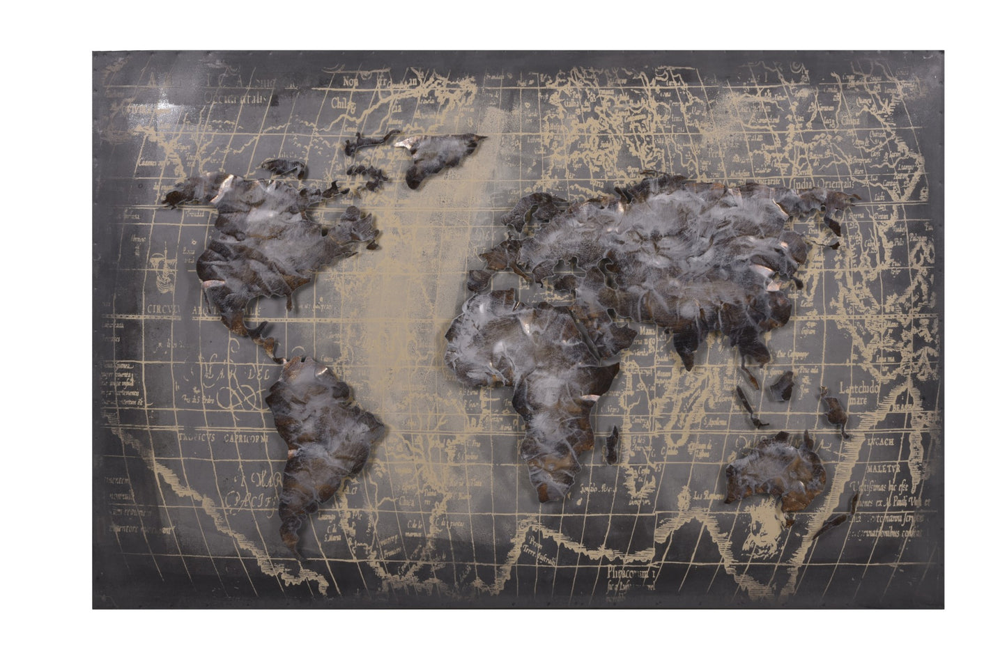 3D Metallbild Weltkarte Metall Wandbild Retro Vintage Bild Bar Küche Wohnzimmer