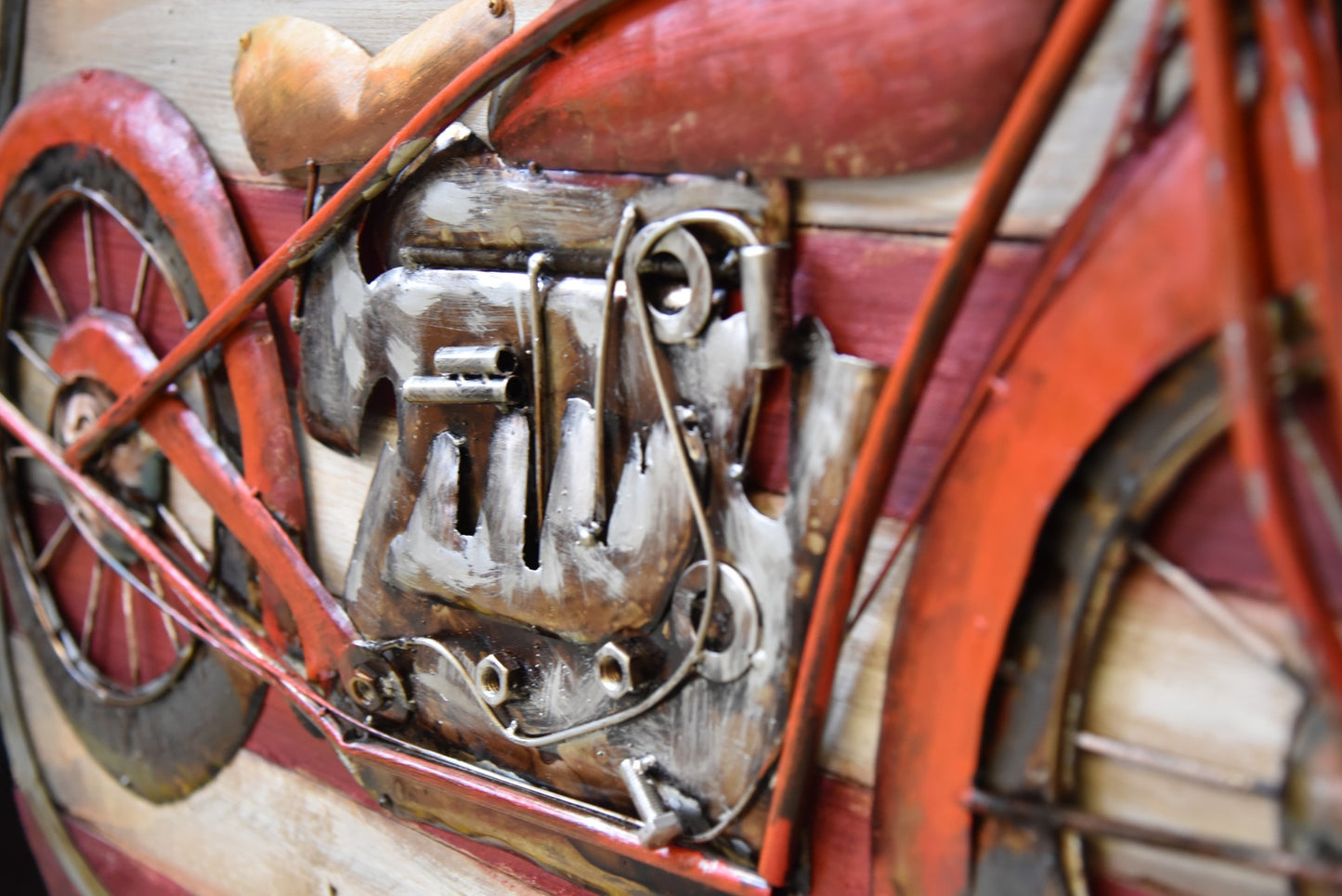 Metallbild Mottorad Bild Metall Deko Vintage 3D Route 66 Wandbild Wohnzimmer Bar