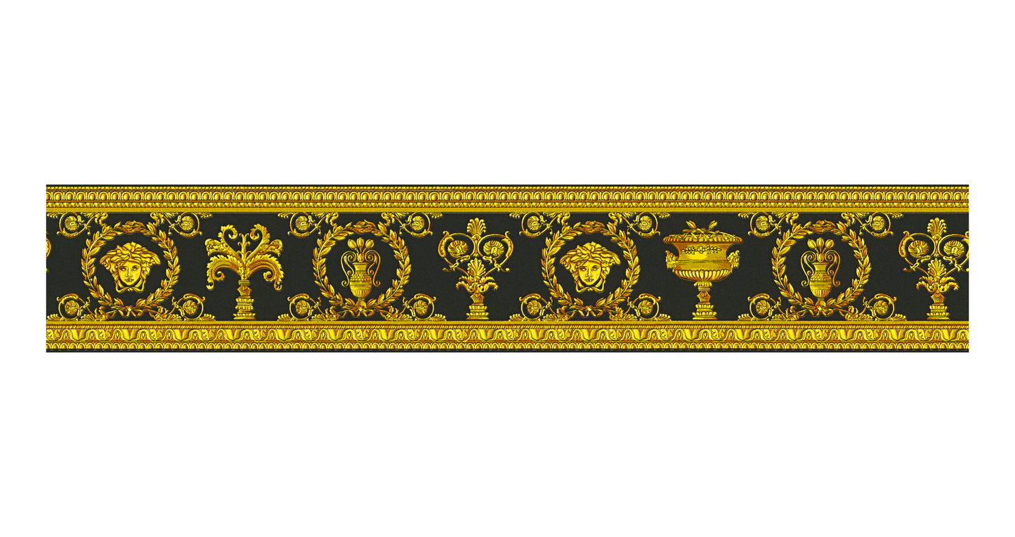 Versace Home Barock Bordüre 343051 Gold Schwarz Borte Luxus Design Tapete