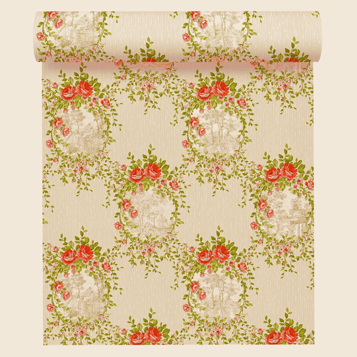 A.S. Création Blumentapete Blumen floral Rot 344991 Tapete Château 5 Wandtapete