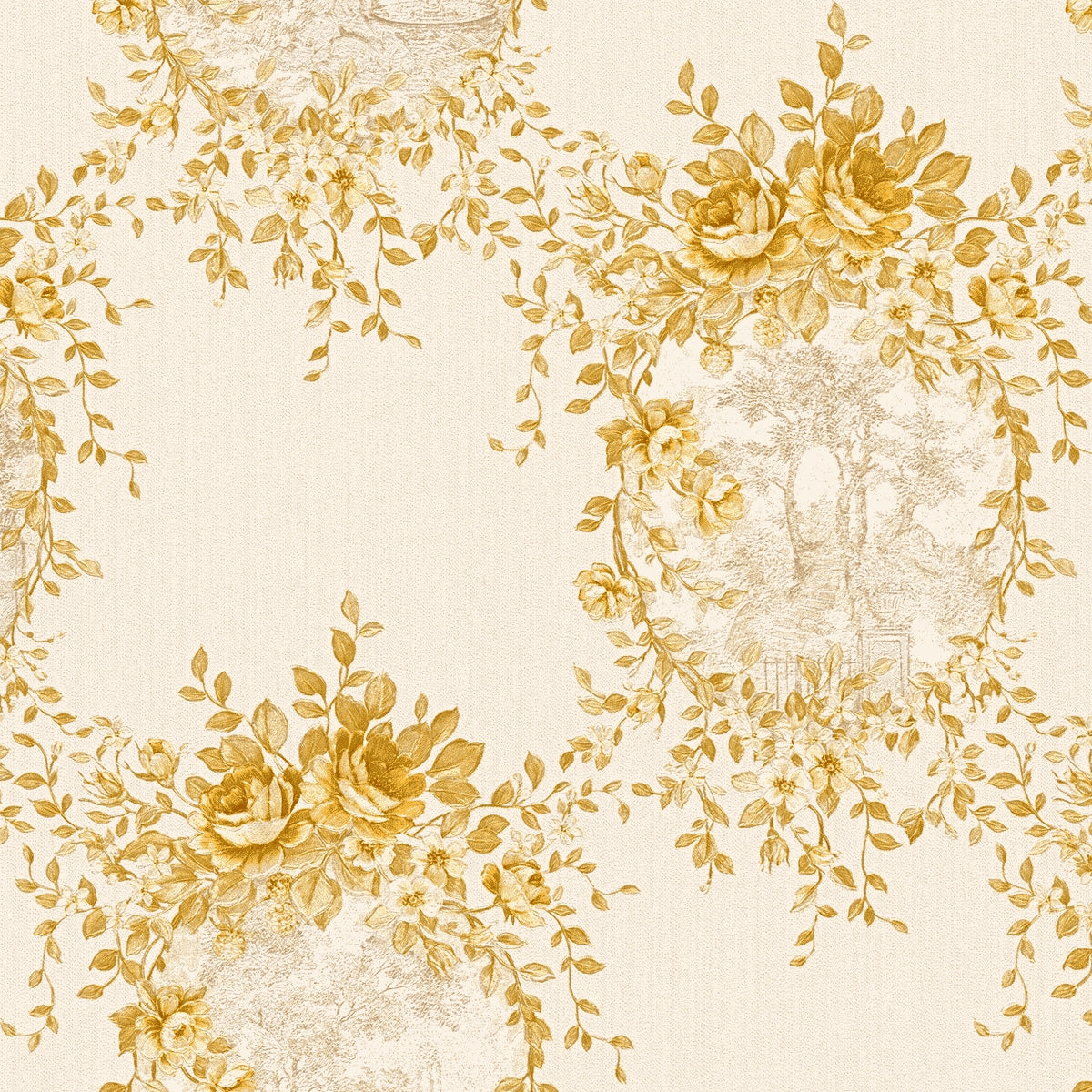 A.S. Création Blumentapete Blumen floral Tapete Gold 344993 Château 5 Wand