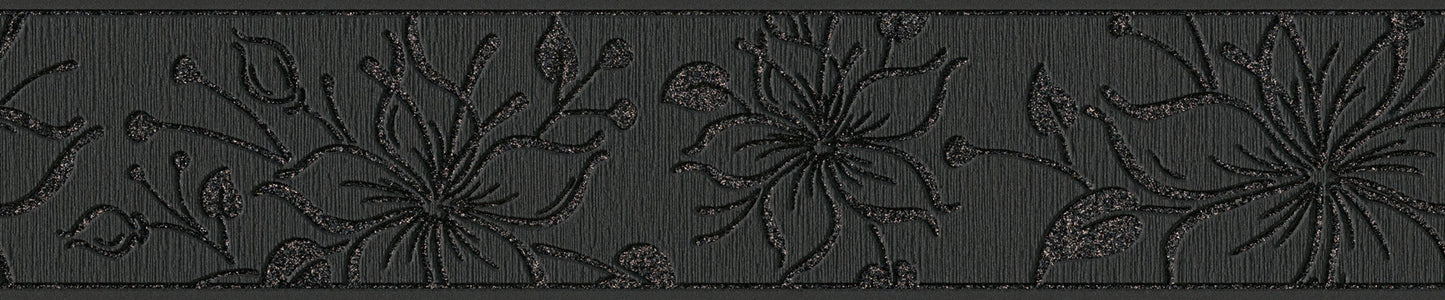 A.S. Création Blumen Schwarz 346612 Borte Bordüre selbstklebend Tapete Vinyl
