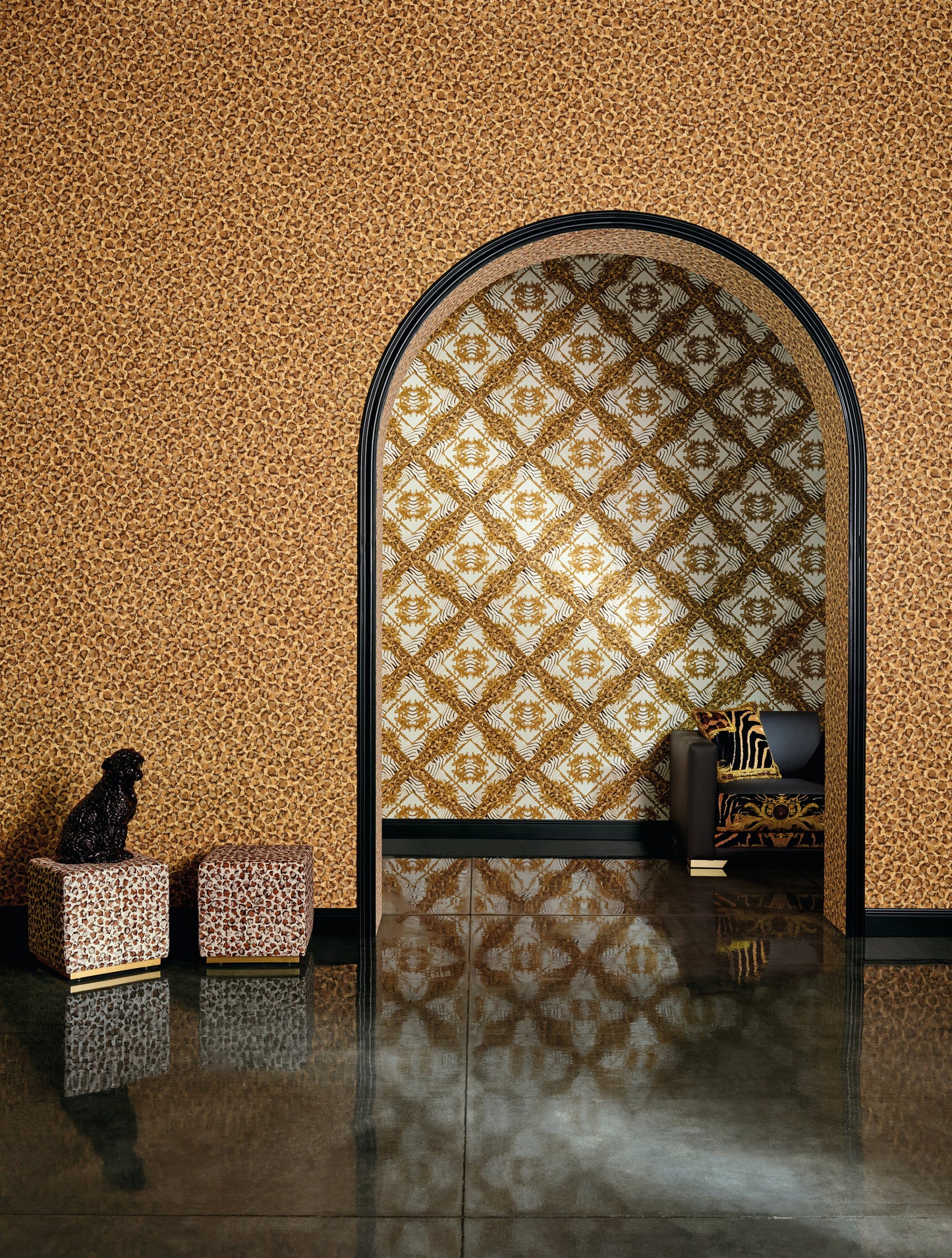 Versace Home Leopardentapete Braun 349023 Luxus Vlies Designertapete Tapete Leo