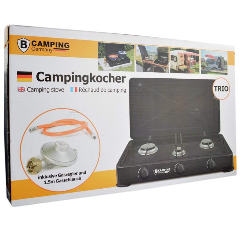 Trio Gaskocher 3-flammig Campingkocher Camping Herd Gasherd Kochfeld Kocher