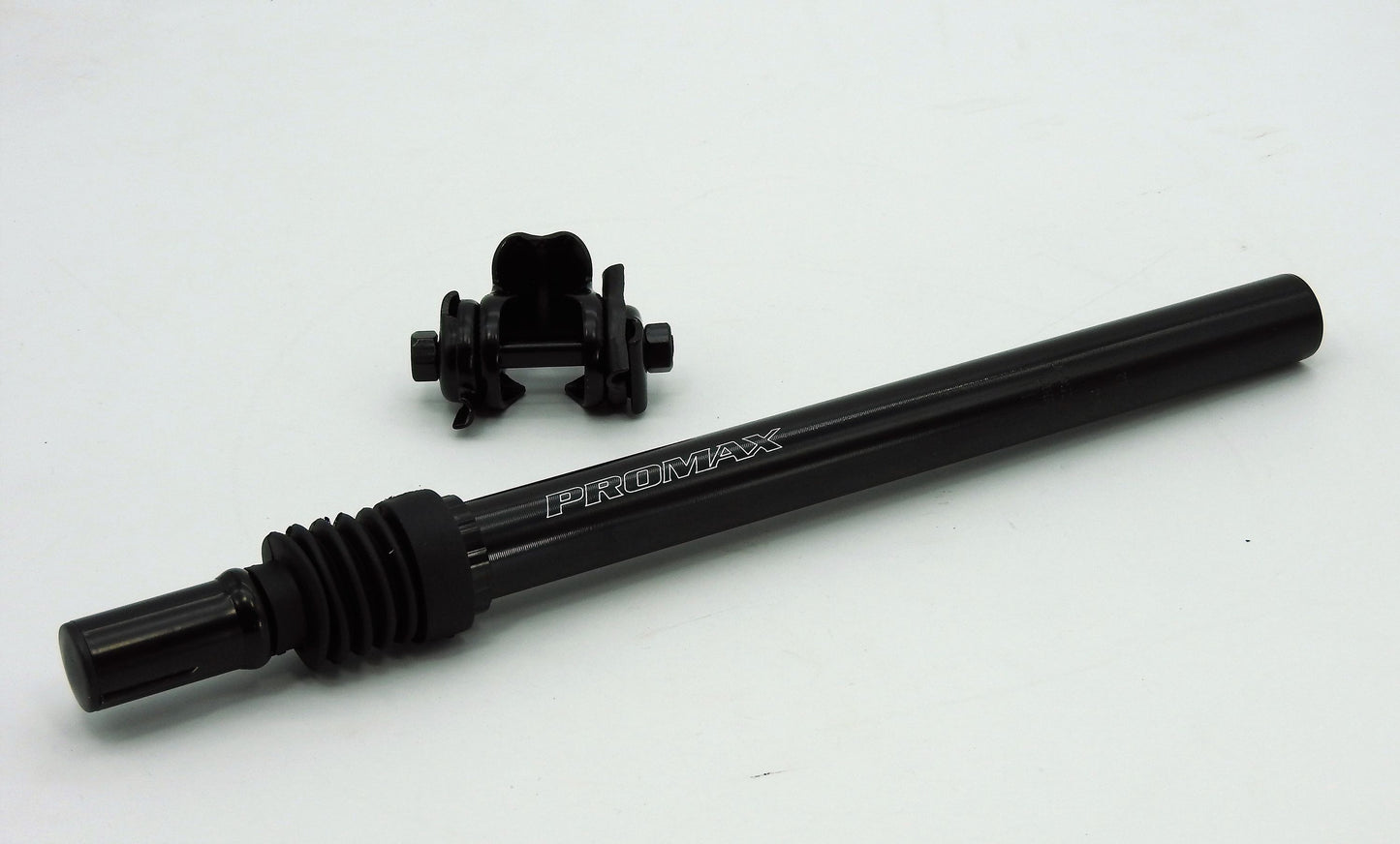 Promax Fahrrad gefederte Sattelstütze mit Kloben Alu Schwarz Ø25,4-28mm