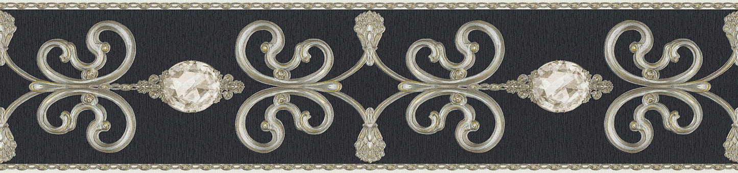 A.S. Création Barock Silber 369161 Borte Bordüre selbstklebend Tapete Vinyl