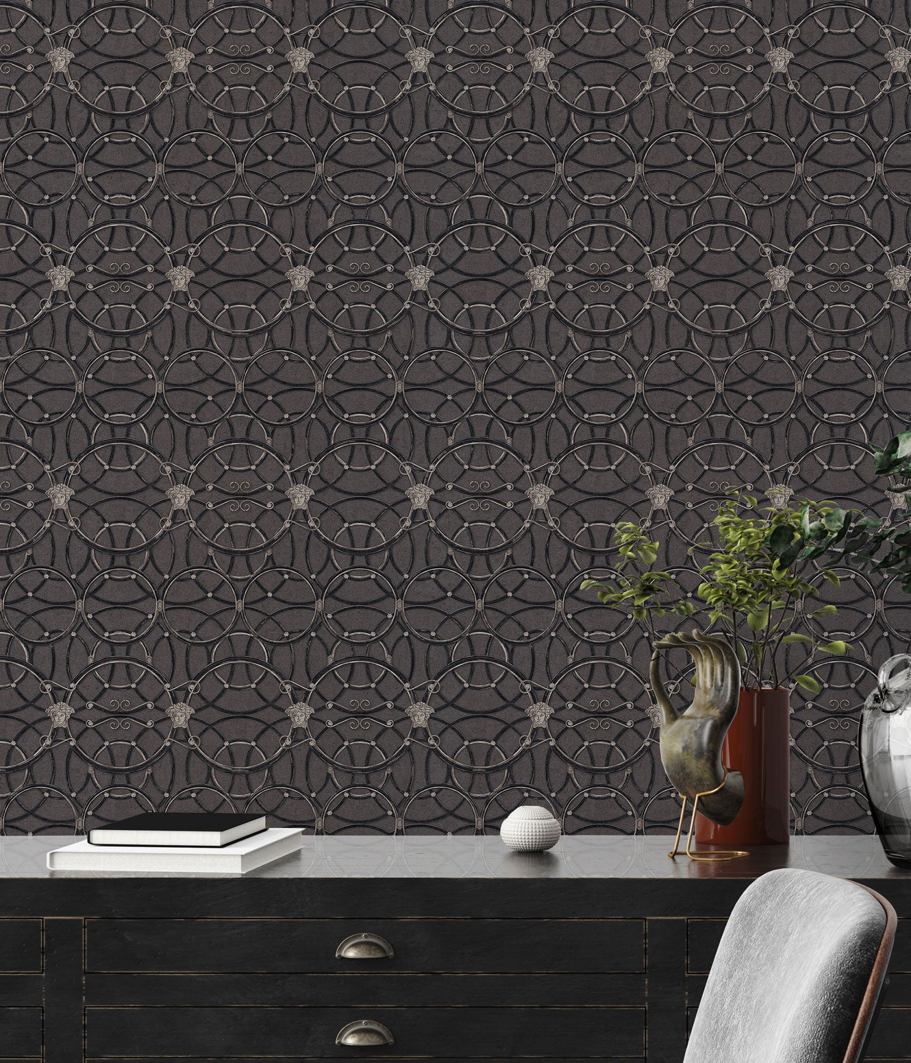Versace Home Barocktapete Silber 370494 Luxus Vlies Designertapete Tapete Design