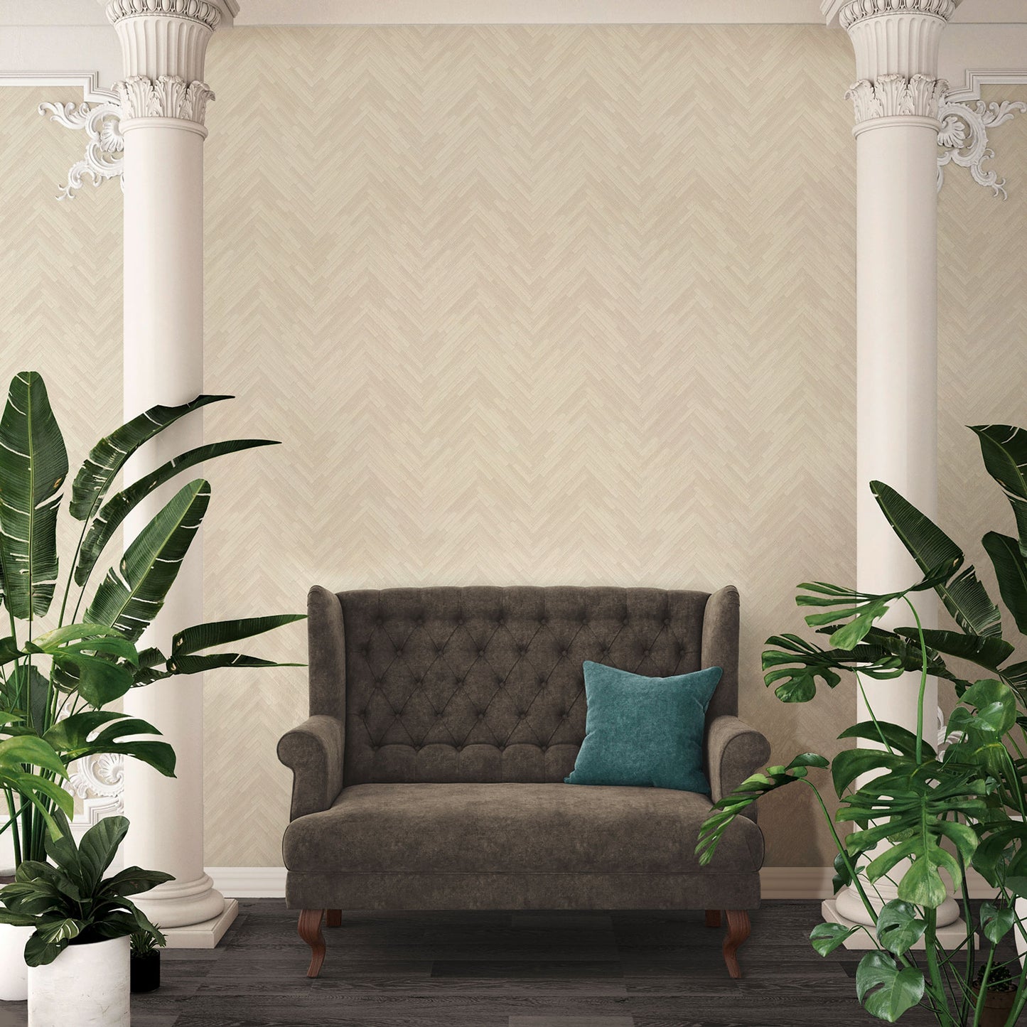 Versace Home Tapete in Holzoptik Creme 370515 Luxus Vlies Designertapete Design
