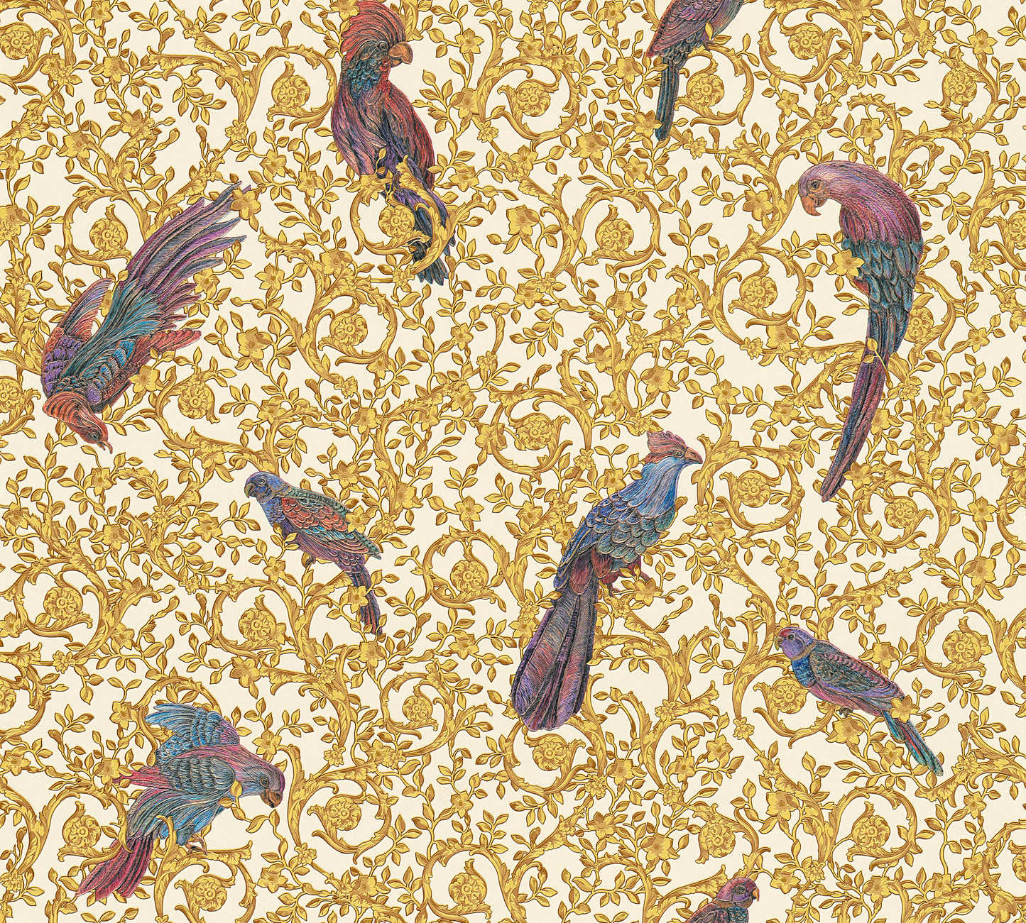 Versace Home Vogeltapete Gold 370532 Luxus Vlies Designertapete Tapete Design