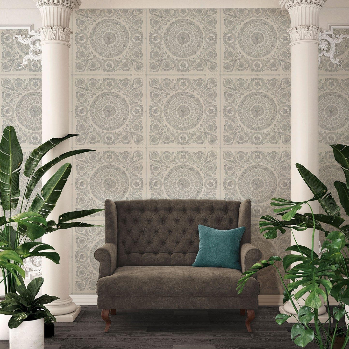 Versace Home Barocktapete Silber 370555 Luxus Vlies Designertapete Tapete Design