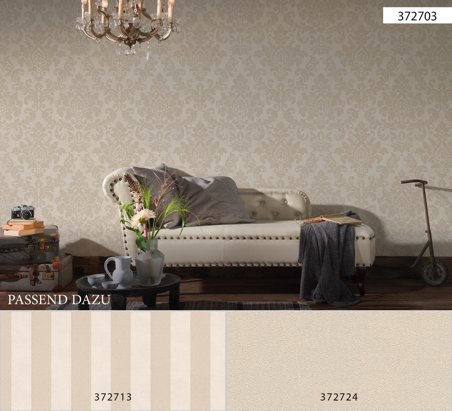 Livingwalls Barock Vintage Vinyl Tapete Trendwall Beige Glitzer Creme Wandtapete