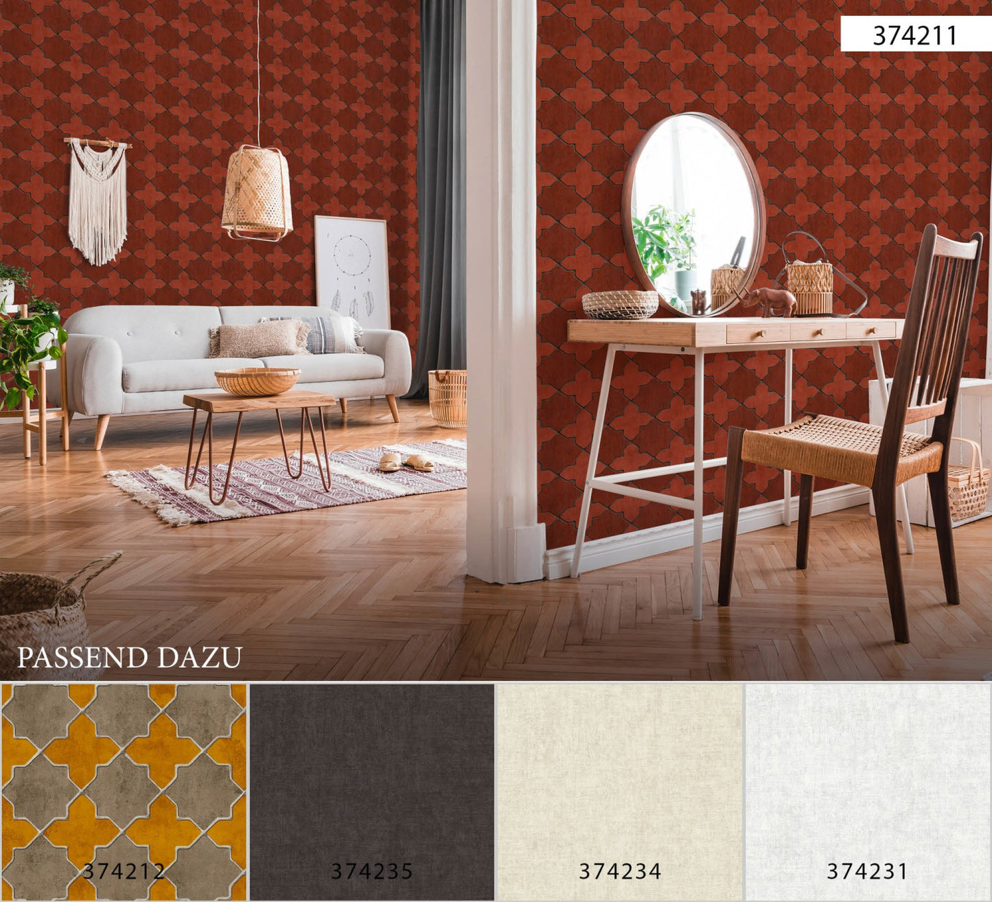 Geometrische Tapete Rot Vliestapete 374211 Wandtapete A.S. Création Tapete