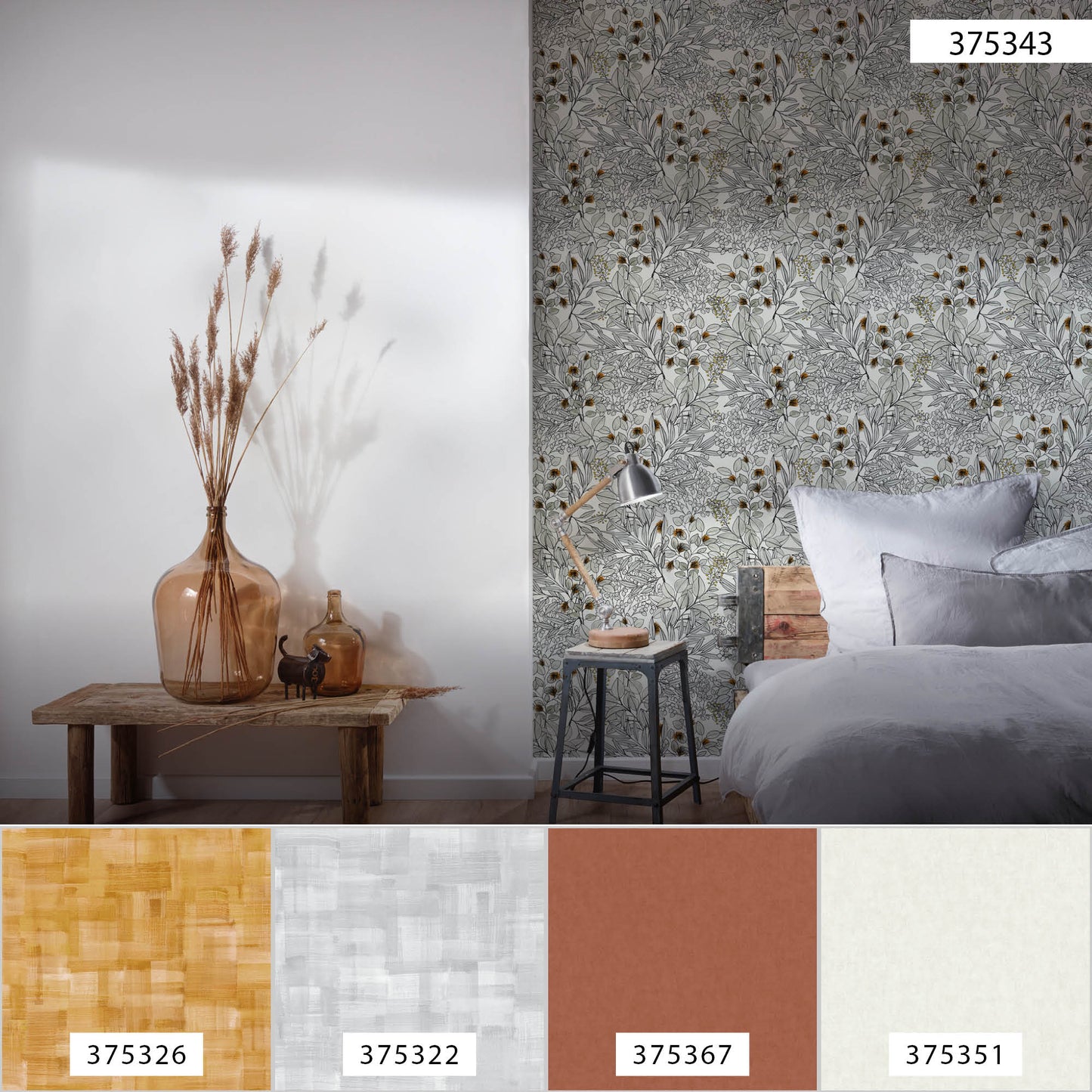 A.S. Création Blumen Tapete Grau 375343 Wandtapete Vliestapete Floral Vinyl