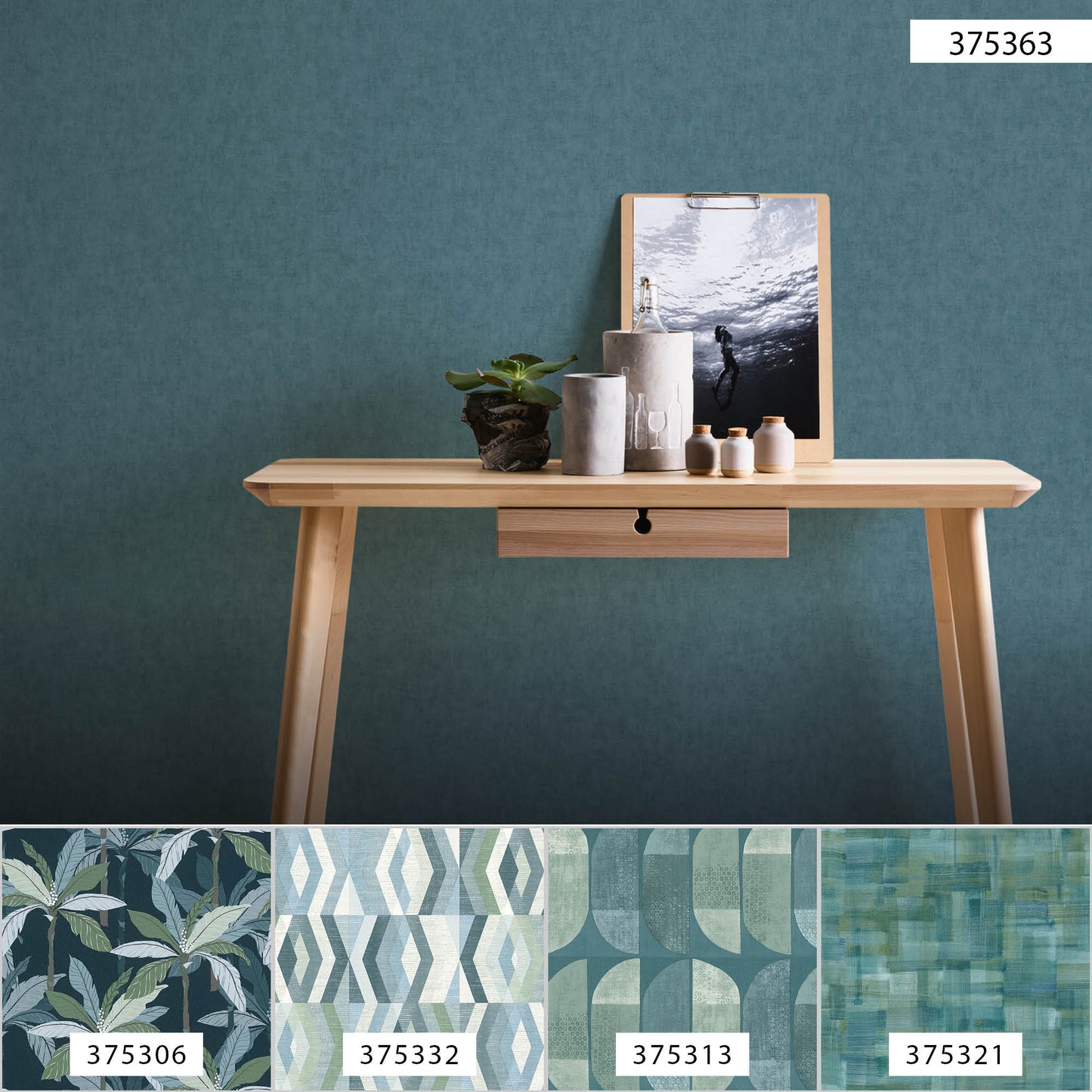 A.S. Création Unitapete Blau 375363 Wandtapete Vliestapete Floral Unis Vinyl