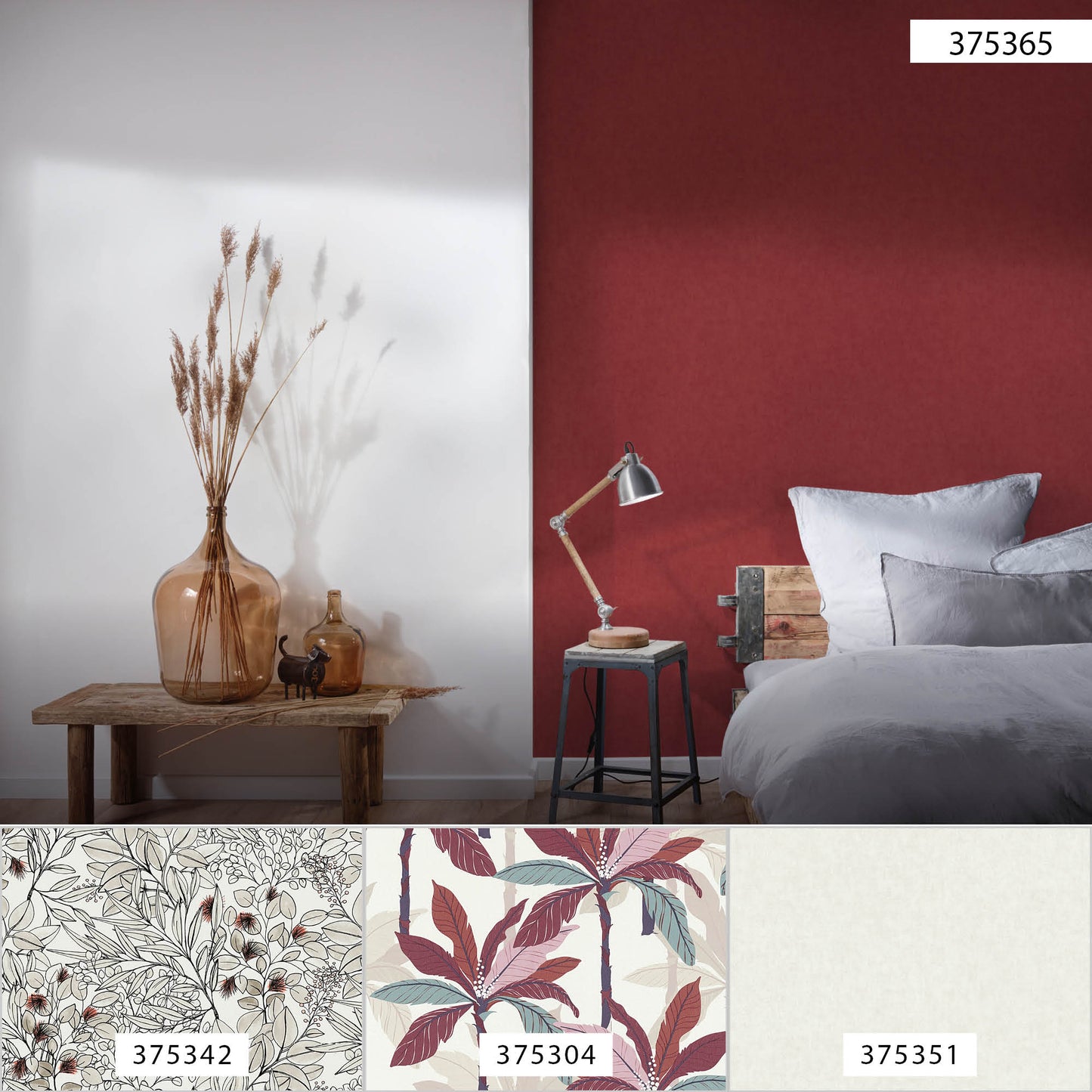 A.S. Création Unitapete Rot 375365 Wandtapete Vliestapete Floral Unis Vinyl