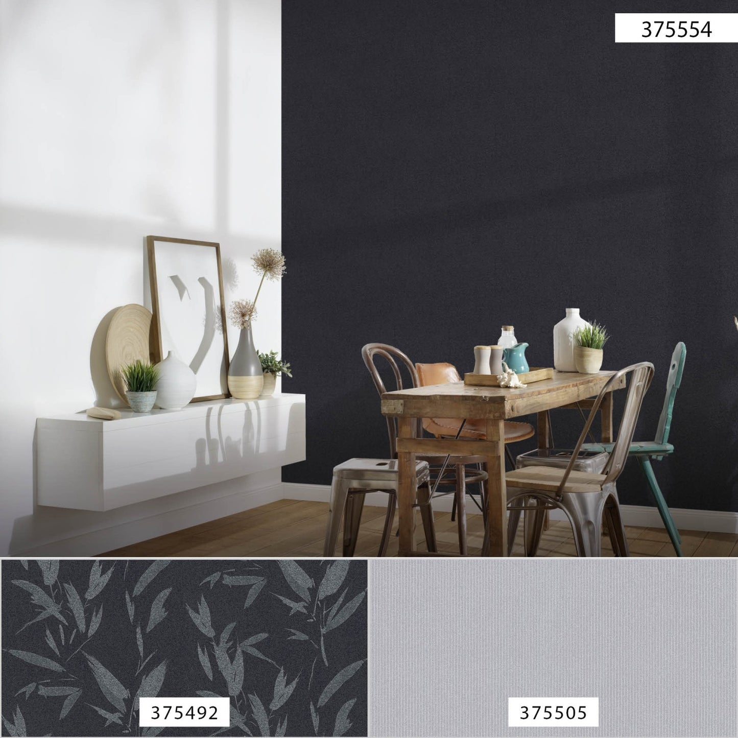 Unitapete Schwarz Vliestapete 375554 Wandtapete A.S. Création Tapete