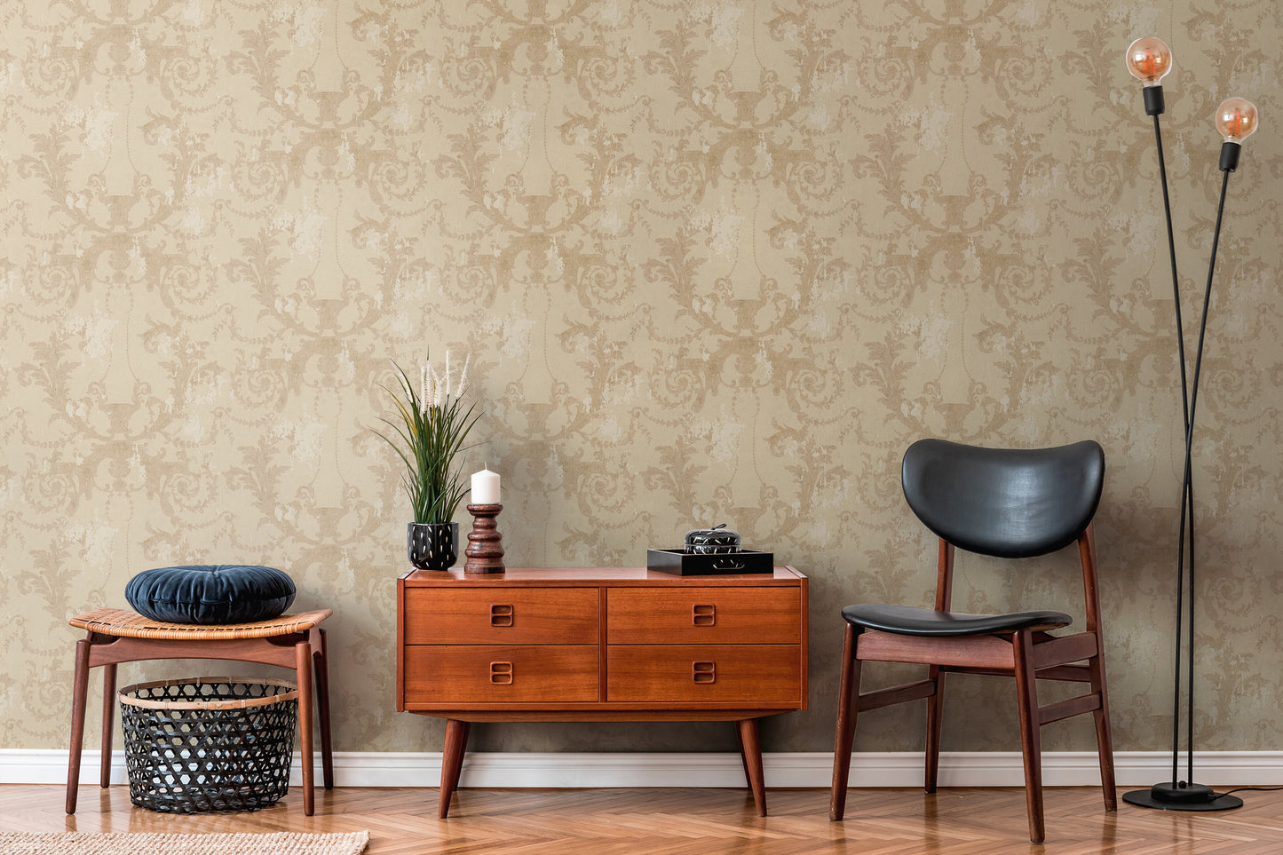 A.S. Création Barock Tapete Beige 376483 Wandtapete Vliestapete Struktur Vinyl