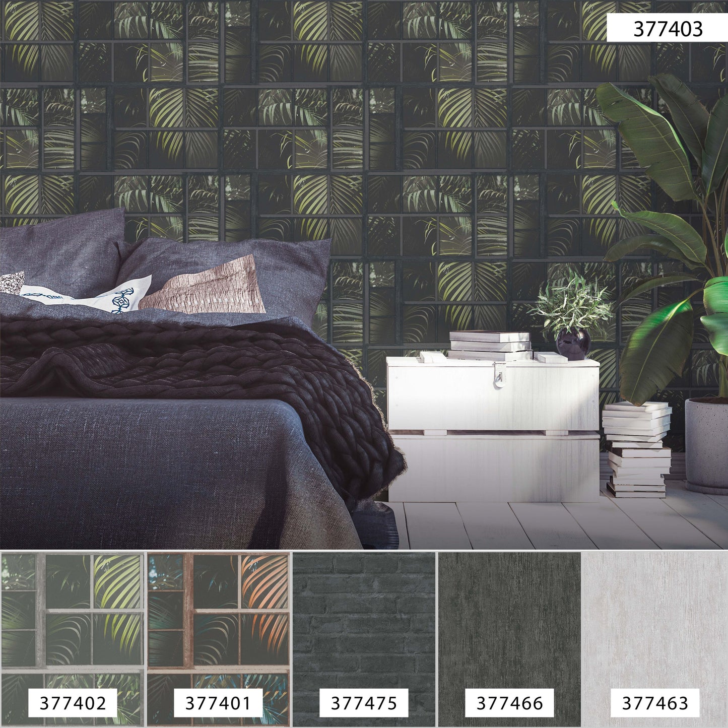 A.S. Création Palmen Tapete Grau 377403 Wandtapete Vliestapete Floral modern