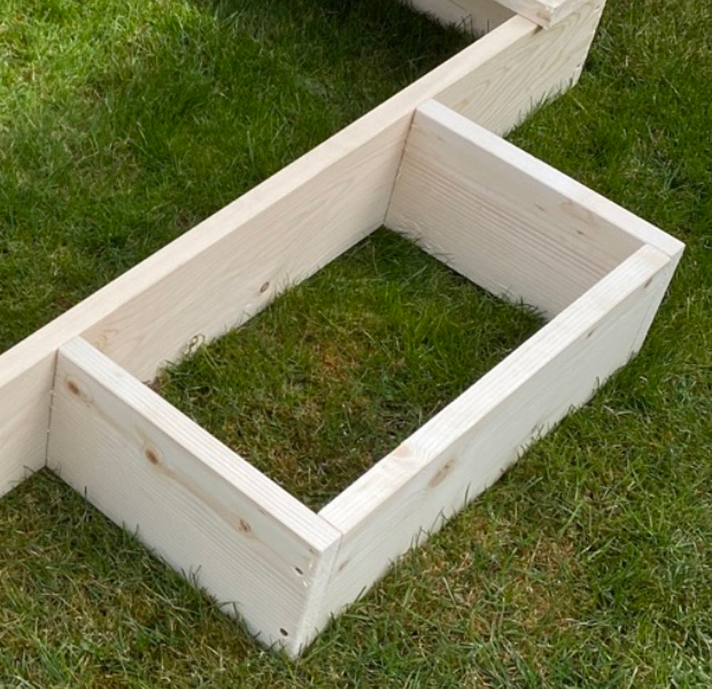 Sandkasten 130x130 cm Holz Natur mit Sitzbänken Sandbox Sandkiste Matschfach