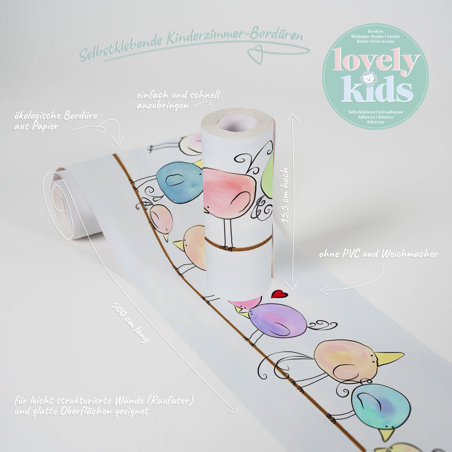 A.S. Création Kinderzimmer Bordüre Bunt 403724 selbstklebend Borte Tapete Kind