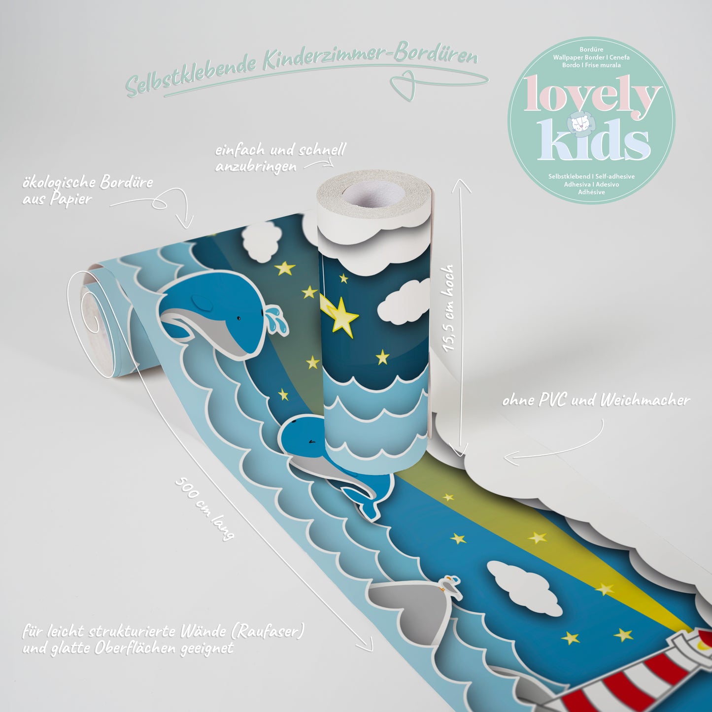 A.S. Création Kinderzimmer Bordüre Leuchtturm 403734 selbstklebend Borte Tapete