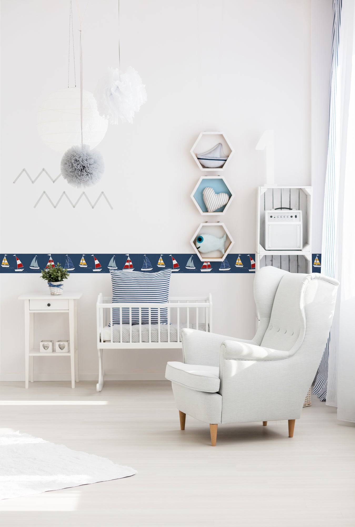 A.S. Création Kinderzimmer Bordüre Boote Blau 403757 selbstklebend Borte Tapete