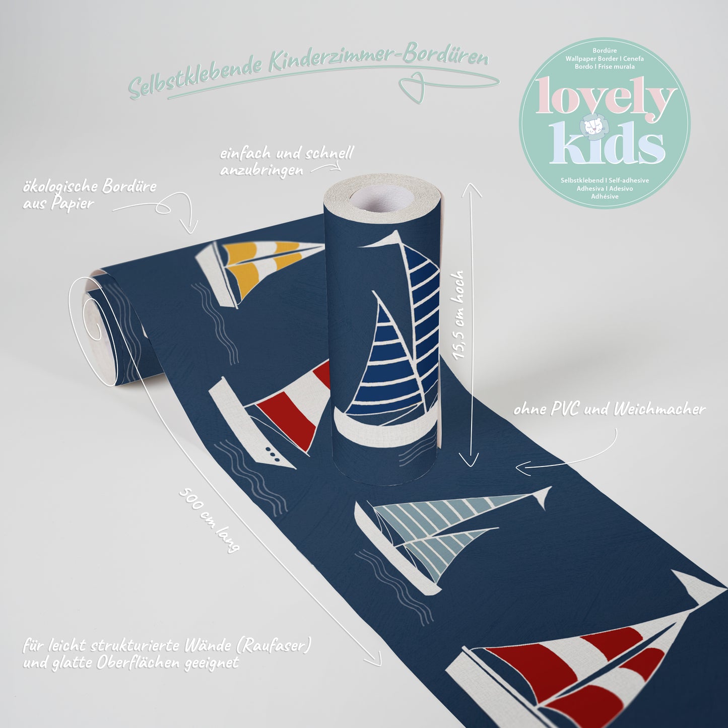 A.S. Création Kinderzimmer Bordüre Boote Blau 403757 selbstklebend Borte Tapete