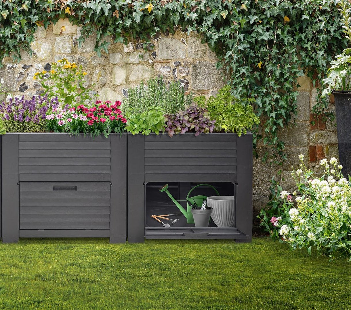 XXL Hochbeet Garten Schrank 400L Frühbeet Kräuterbeet Pflanzkasten Pflanztisch