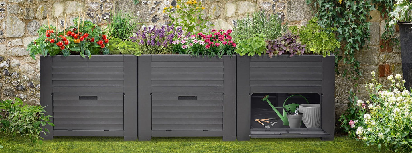 Hochbeet 226cm Garten Schrank 600L Frühbeet Kräuterbeet Pflanzkasten Pflanztisch